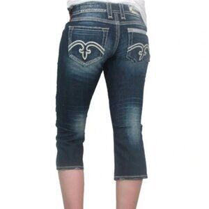 Rock Revival Alanis Crop Capri Jeans Women's 30 Embellished Low Rise Y2K Vintage